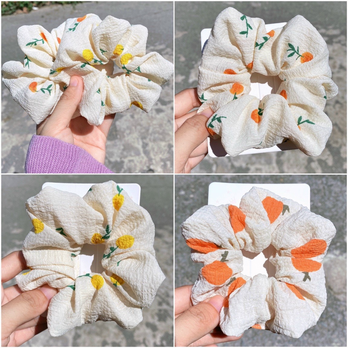 Scrunchies cột tóc nơ hoa nhí phong cách vintage dành cho nữ
