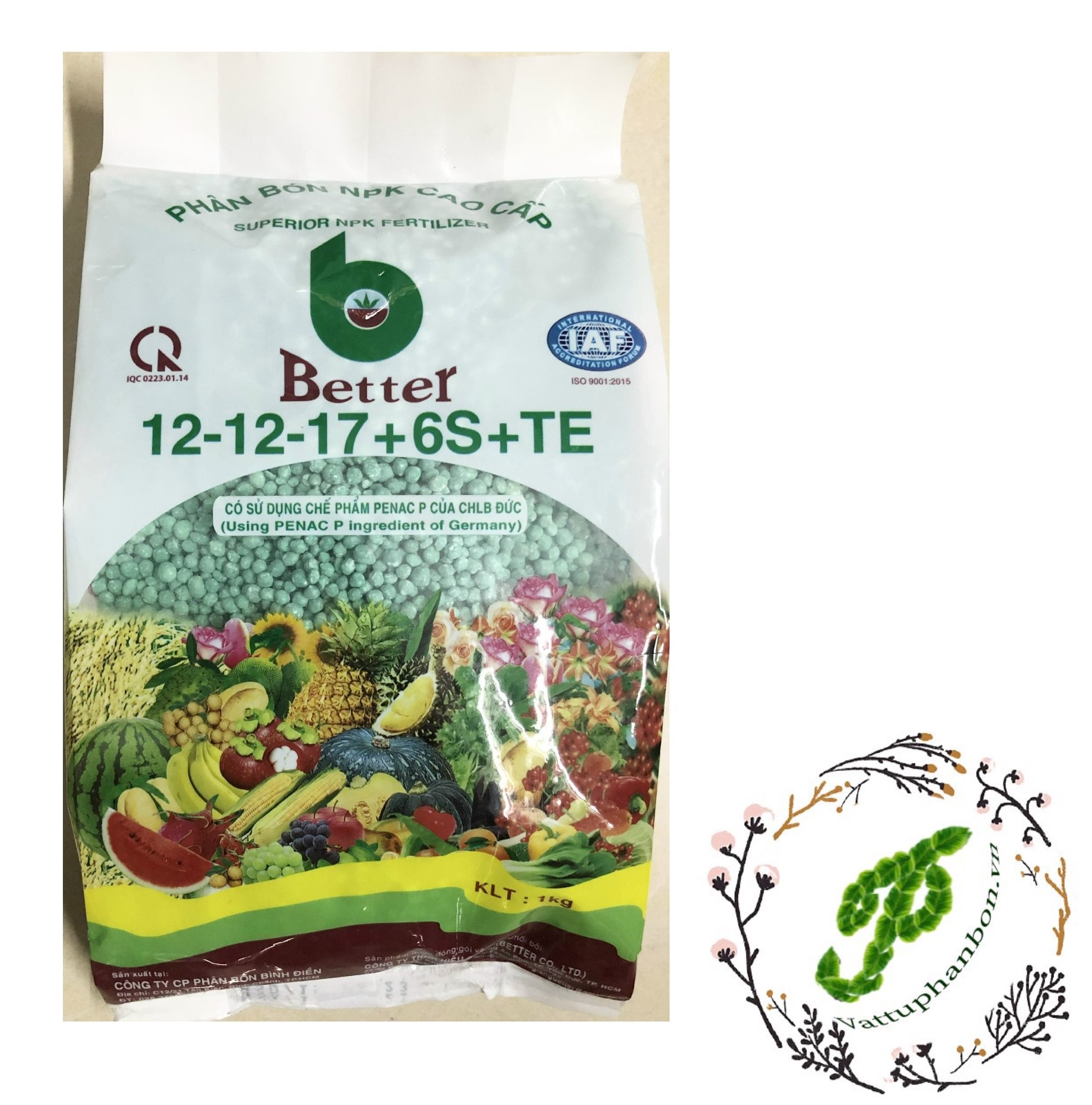 Phân bón npk cao cấp better xanh 12-12-17+6s+te - #124a# 1kg
