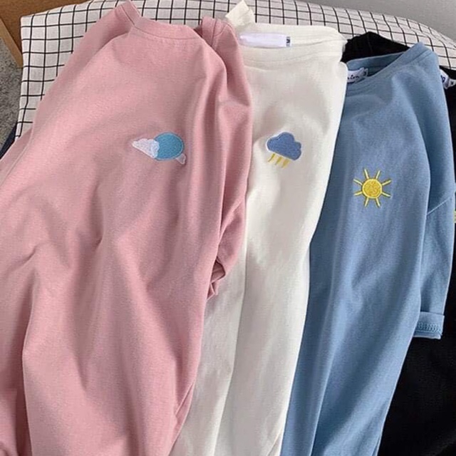 Áo thun nữ form rộng tay lỡ Unisex in LOGO THỜI TIẾT đủ size 40 - 62kg áo thun nam form rộng tay lỡ áo phông nữ form rộng