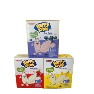 Bánh Gạo Ăn Dặm Happy Bites cho bé 3 loại [ Táo / Vệt Quất / Chuối ] ( 50gr ) Đặt biệt { combo 3 Vị 150k }