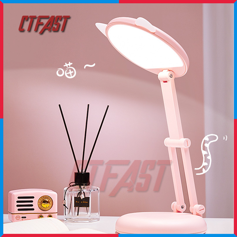 Đèn Học Để Bàn, Đèn Học Sinh Chống Cận Thị, Chống Lóa Hình Mèo CTFAST CT-C17 : Đèn Thông Minh Bảo Vệ Mắt, Gấp Gọn, Đèn LED Cảm Ứng, Tích Điện USB Pin 2400 mAh