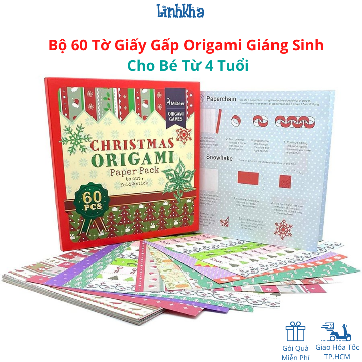 Bộ thủ công gấp giấy origami cho bé trang trí giáng sinh - origami christmas - mideer md4010