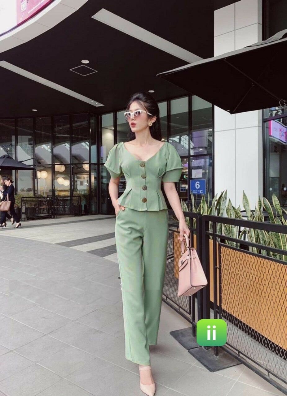 Set bộ nữ thun cát hàn quần dài ống suông siêu xinh