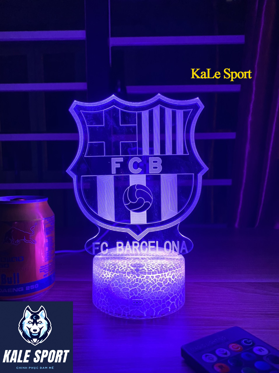 Đèn ngủ 3D CLB bóng đá Barcelona đế pha lê kèm điều khiển từ xa - Đèn Led 16 màu