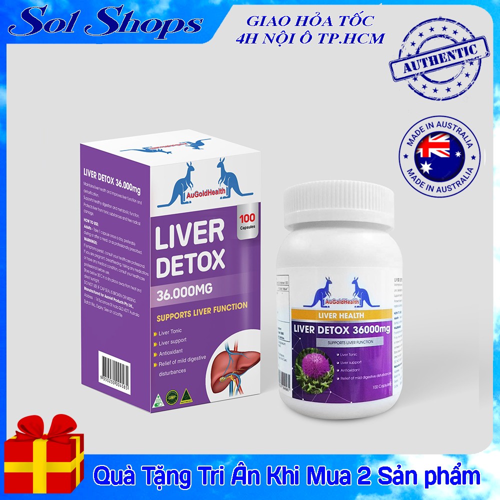Viên Uống Thải Độc Gan , mát gan AuGoldHealth Của Úc - Liver Detox