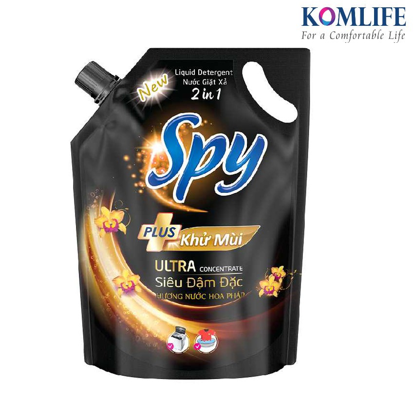 Nước giặt xả spy plus - diệt khuẩn - khử mùi - hương nước hoa pháp - dung tích 1.6l