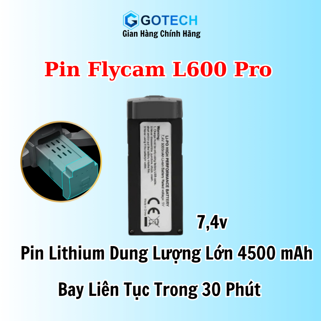 Pin Flycam L600 Pro Max, Pin Rời Flycam L600 Pro Max Dung Lượng Lớn 4500mAh loại 7,4v Cao Cấp