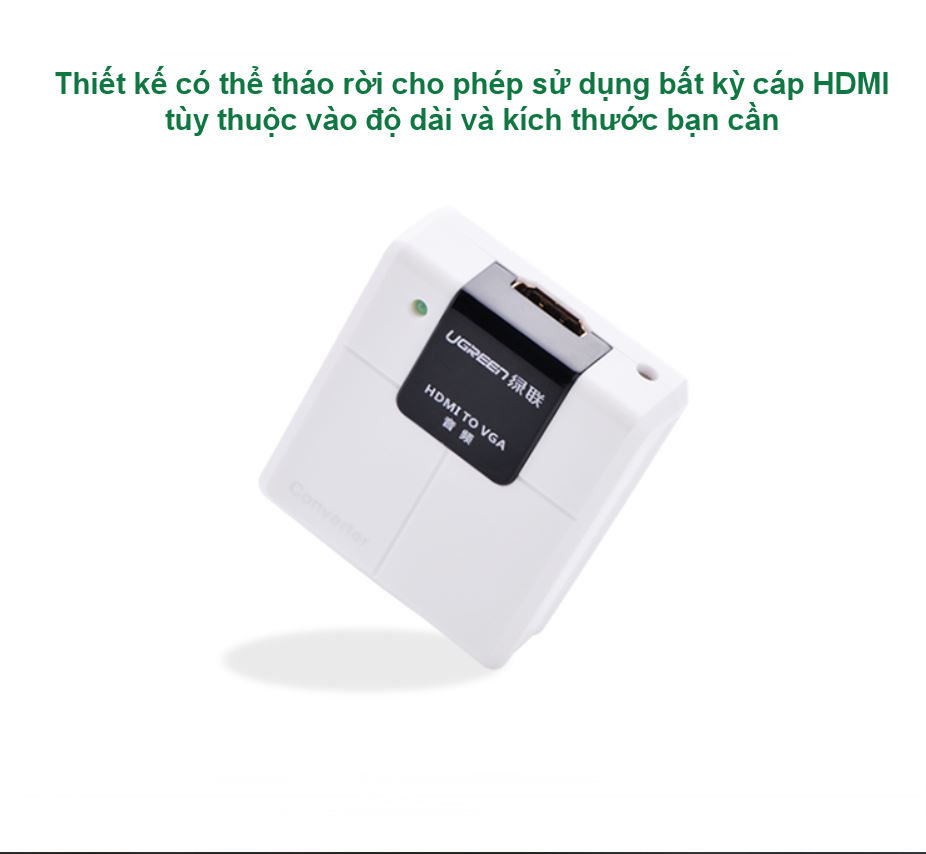 Bộ chuyển đổi tín hiệu HDMI sang VGA hỗ trợ cổng âm thanh Audio UGREEN 40209 Bộ chuyển đổi tín hiệu HDMI sang VGA hỗ trợ cổng âm thanh Audio UGREEN 40209