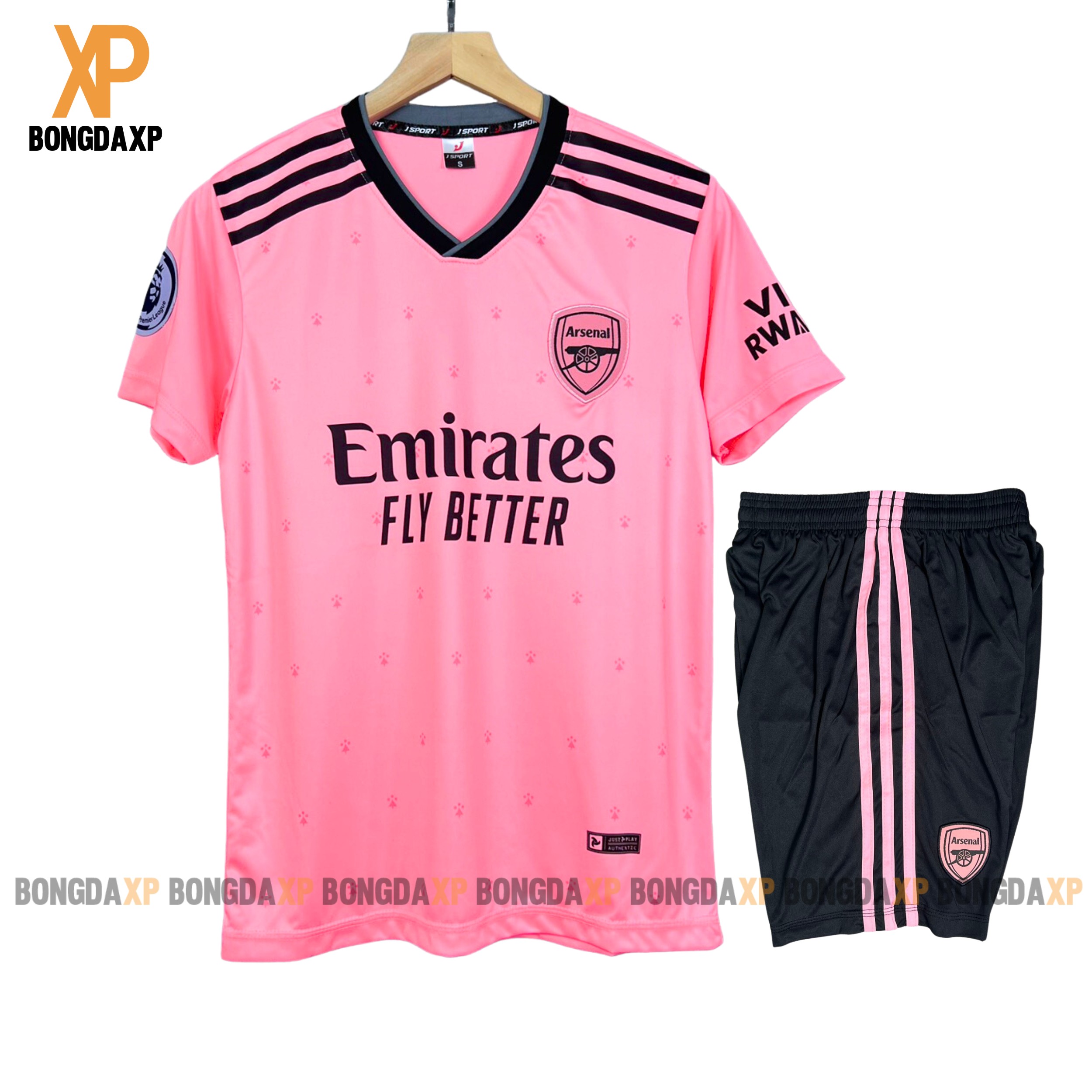 Quần áo bóng đá, đồ đá banh CLB Arsenal Hồng Mới Vải thun lạnh cao cấp