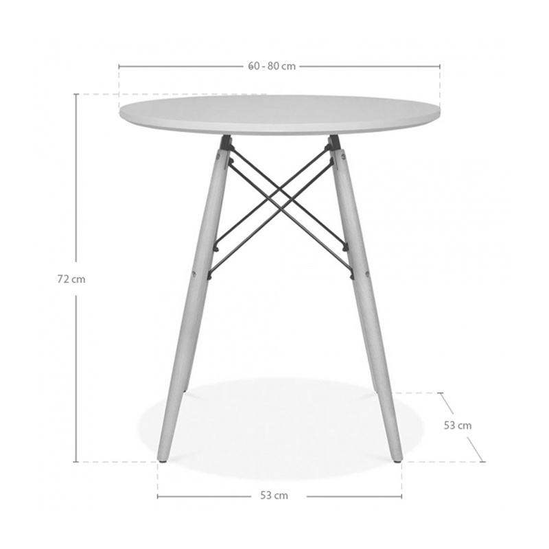 Bàn tròn Eiffel trắng chân gỗ
