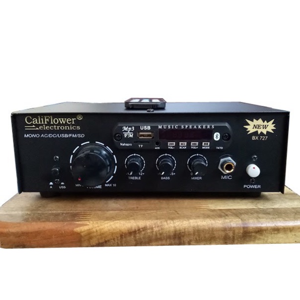 Amply Karaoke Mini Califlower Bx727 - Ac220 - 240V - Dc12V - Bluetooth - Usb - Thẻ Sd - Radio - Mic - Echo
