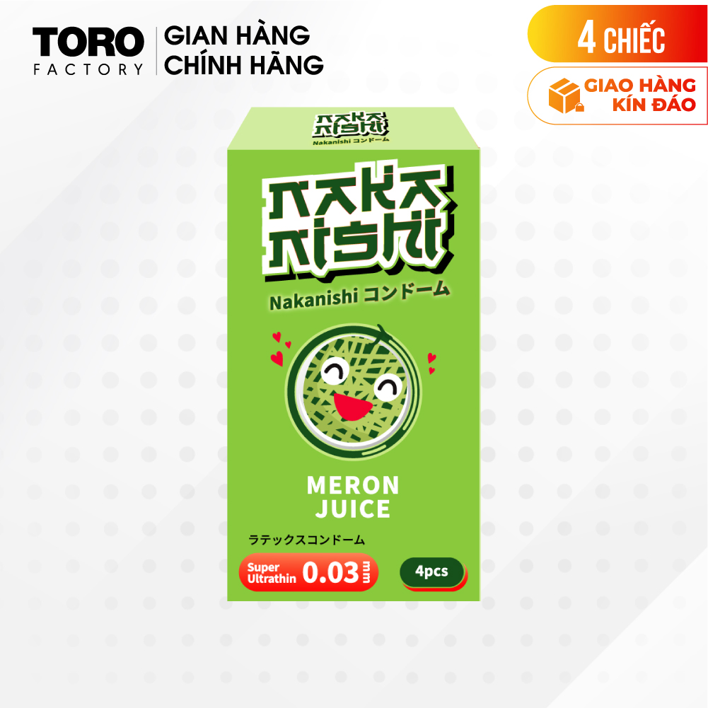Bao cao su Nakanishi siêu mỏng 0.03mm, hương dưa lưới - Hộp 4 cái | TORO FACTORY