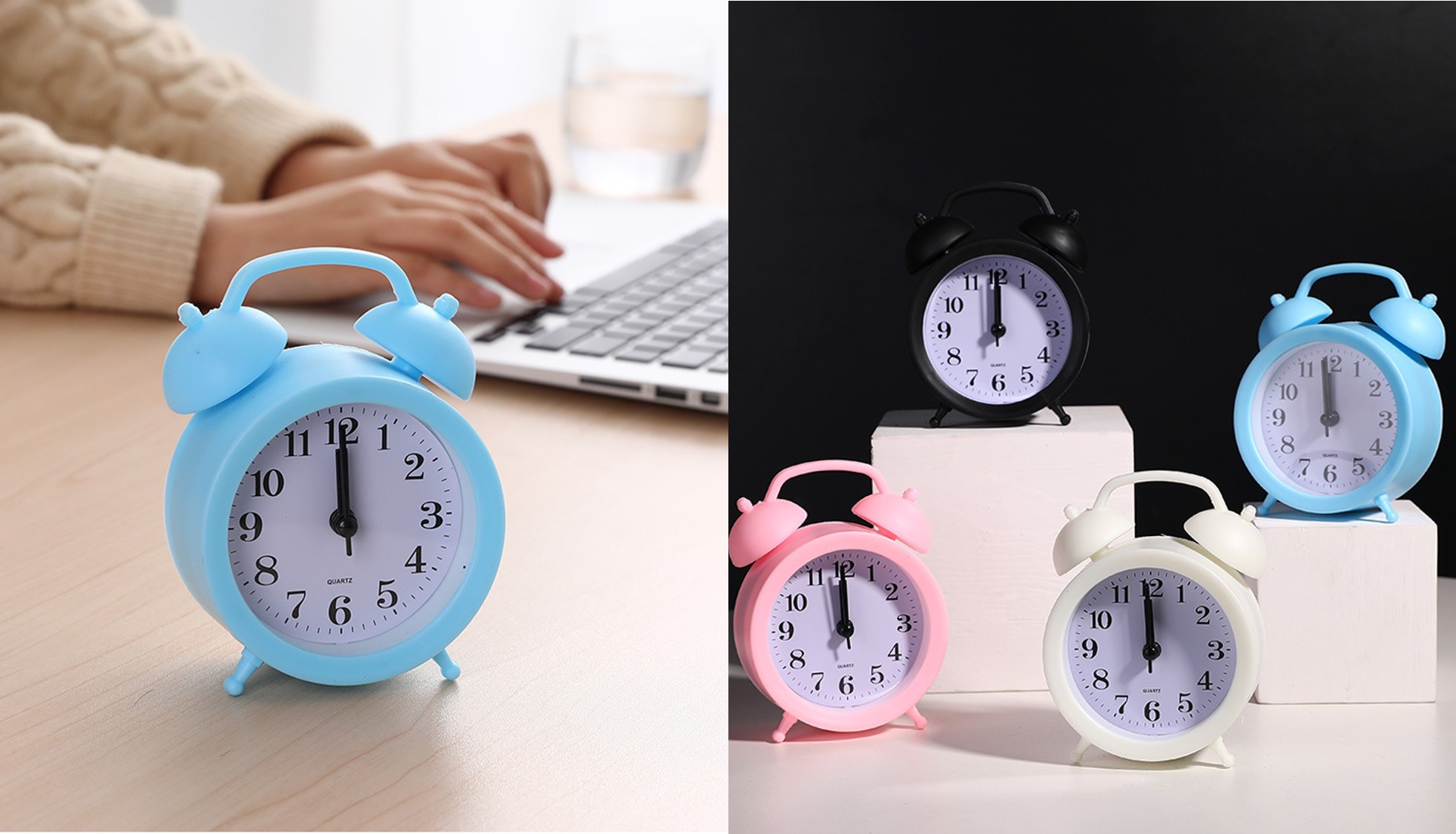 Đồng hồ để bàn báo thức hình chuông màu sắc đẹp, trang nhã, kích thước 11cmx11.5cmx4.5cm