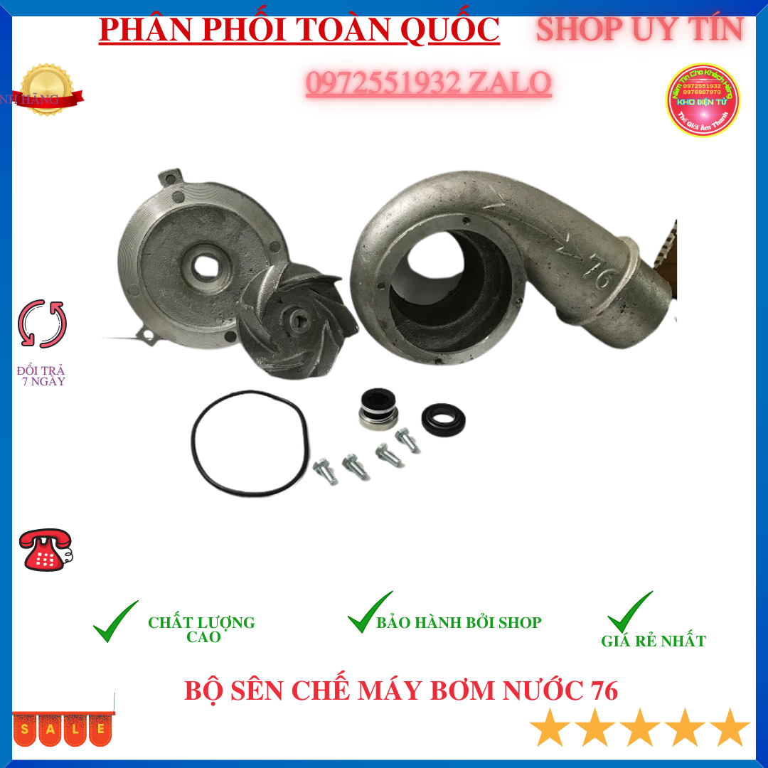 Bộ sên bơm 76 đầu bơm ống ra 76 - chế đầu bơm  750W