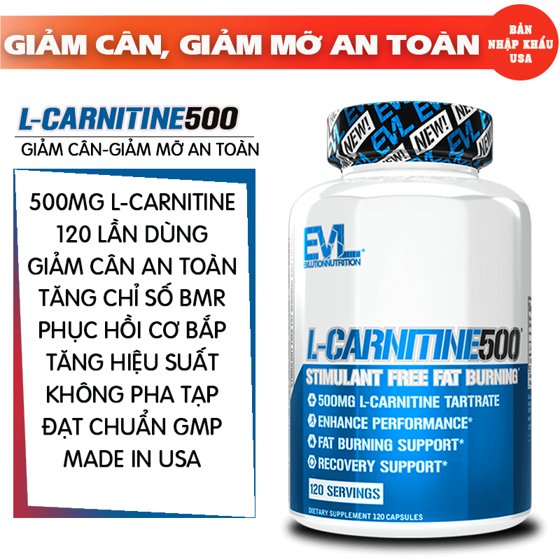 L Carnitine 500 hỗ trợ giảm cân, giảm mỡ an toàn