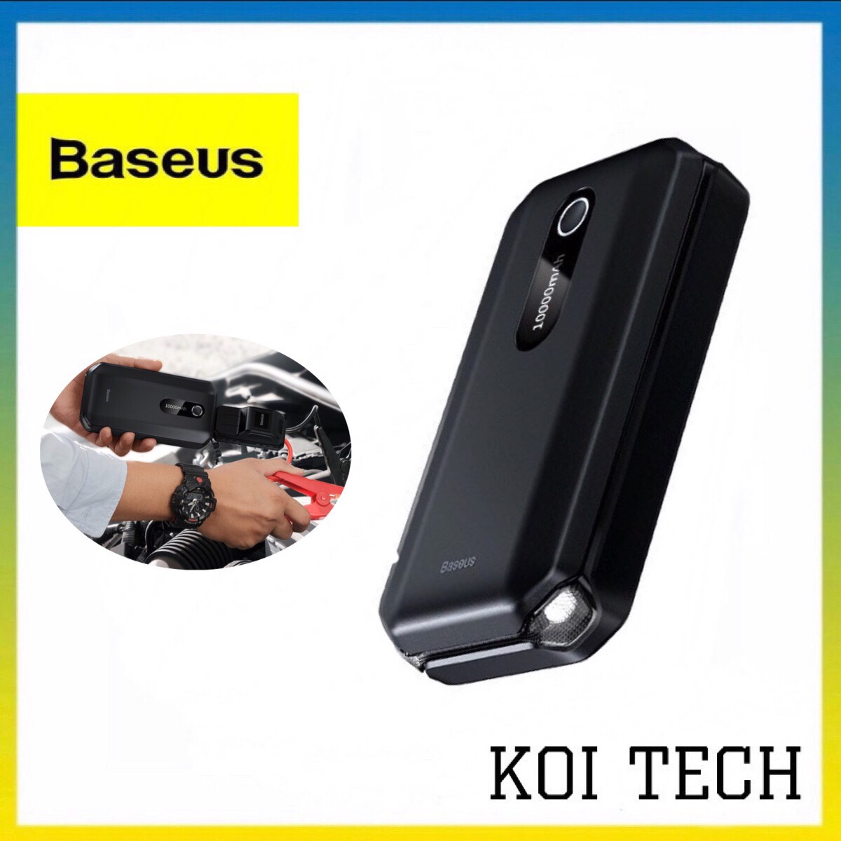 Kích nổ oto Baseus kiêm sạc dự phòng dung lượng 10000mAh - bộ đề nổ ô tô - accquy kích điện cứu hộ khẩn cấp xe hơi- KOI TECH
