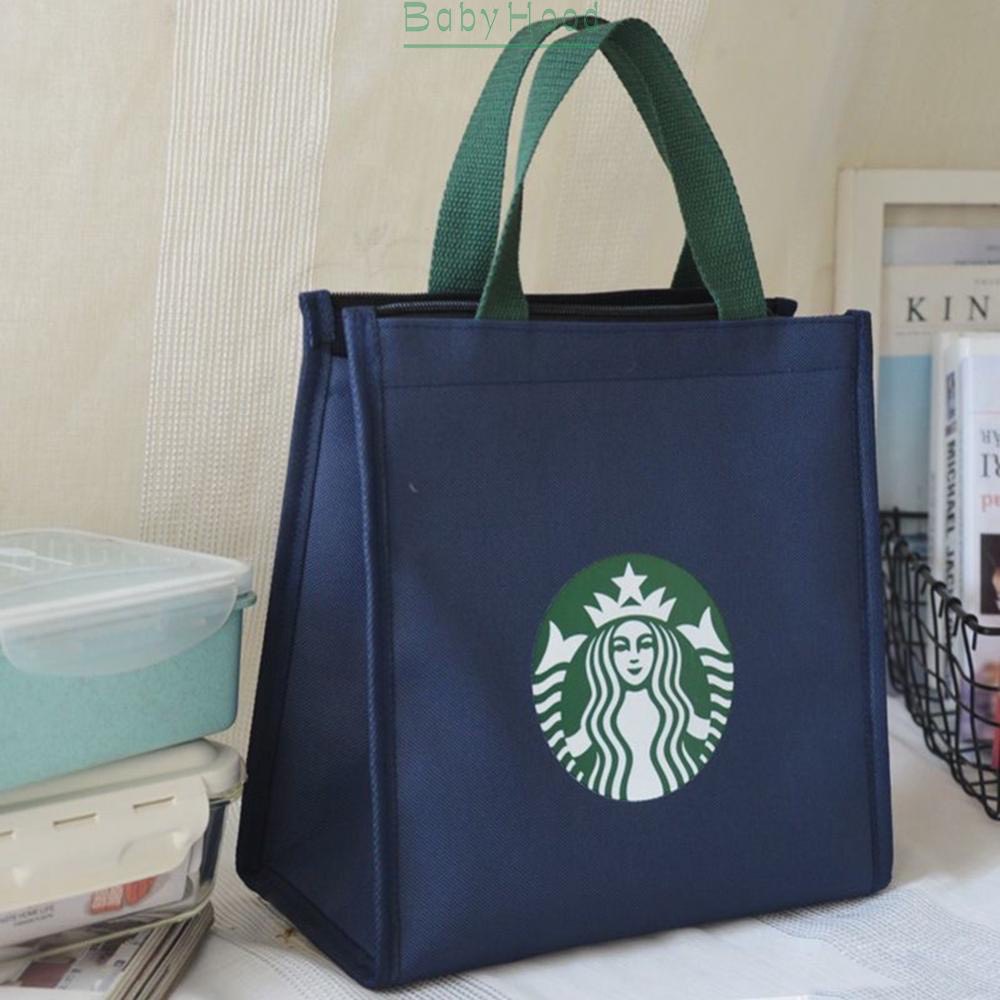 Túi vải starbucks giữ nhiệt cỡ lớn đựng hộp cơm bình nước văn phòng giữ nhiệt