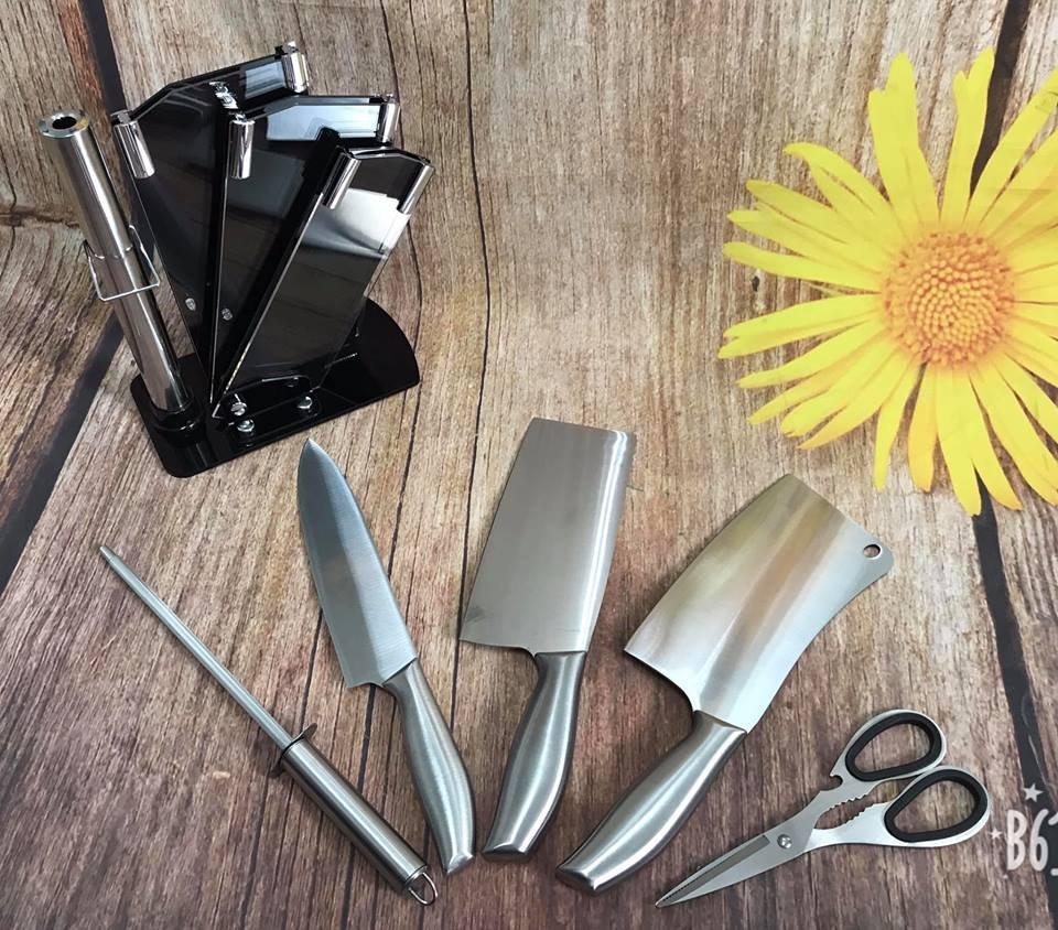 Bộ dao kéo inox 6 món siêu sắc, siêu bền đúc nguyên khối xuất Nhật, Bo dao keo inox 6 mon sieu sac, sieu ben duc nguyen khoi xuat Nhat