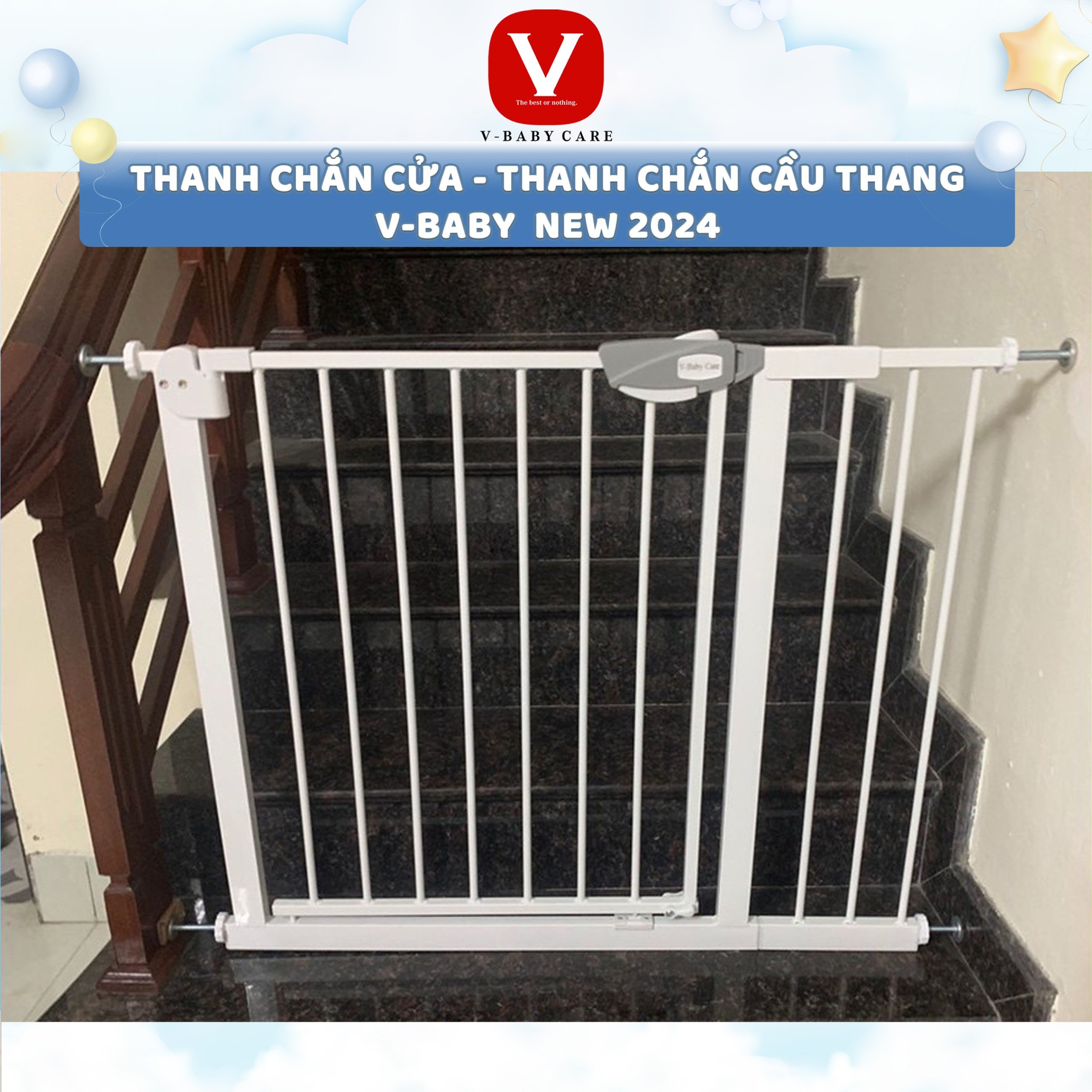 Thanh Chắn Cửa, Chắn Cầu Thang Không Khoan Tường - An Toàn Cho Trẻ Nhỏ