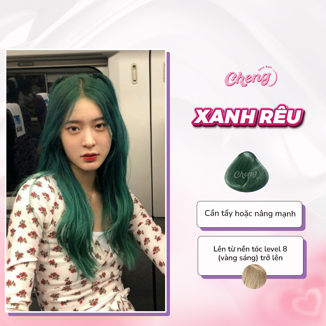 Thuốc nhuộm tóc XANH RÊU không cần thuốc tẩy tóc Chenglovehairs Chenglovehair