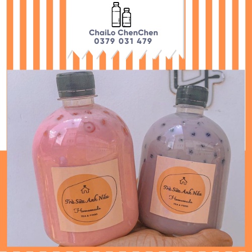 Chai nhựa tròn lùn 500ml kèm nắp