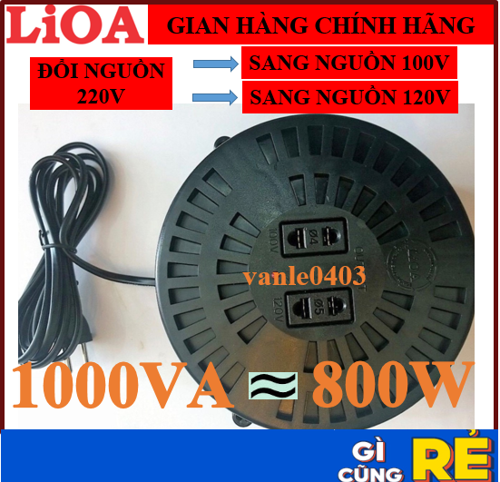 Biến áp tự ngẫu LiOA 1000VA DN010-Bộ đổi nguồn LiOA 1000VA từ 220V sang 100V/120V