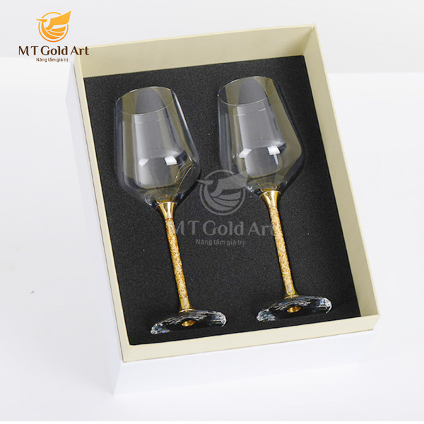 Ly rượu vang pha lê đúc vàng - Quà tặng cao cấp đồ dùng gia dụng đồ trang trí đồ dùng bếp ăn