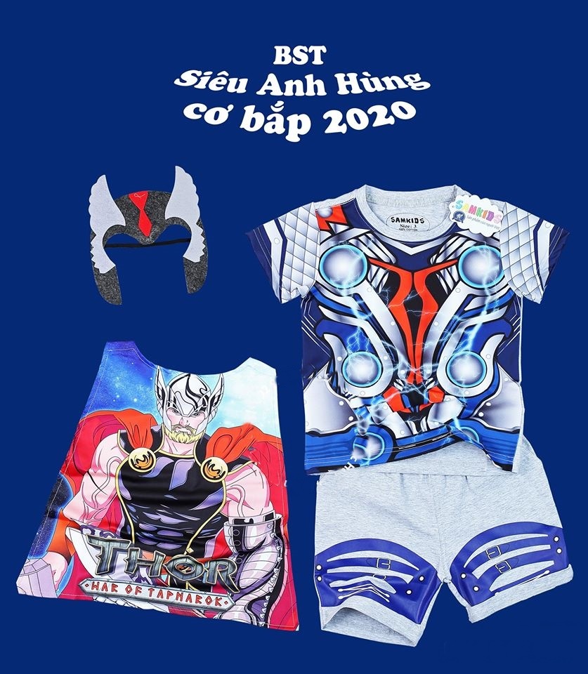Bộ siêu nhân anh hùng thần sấm Thor cho bé - Tặng kèm áo choàng và mặt nạ