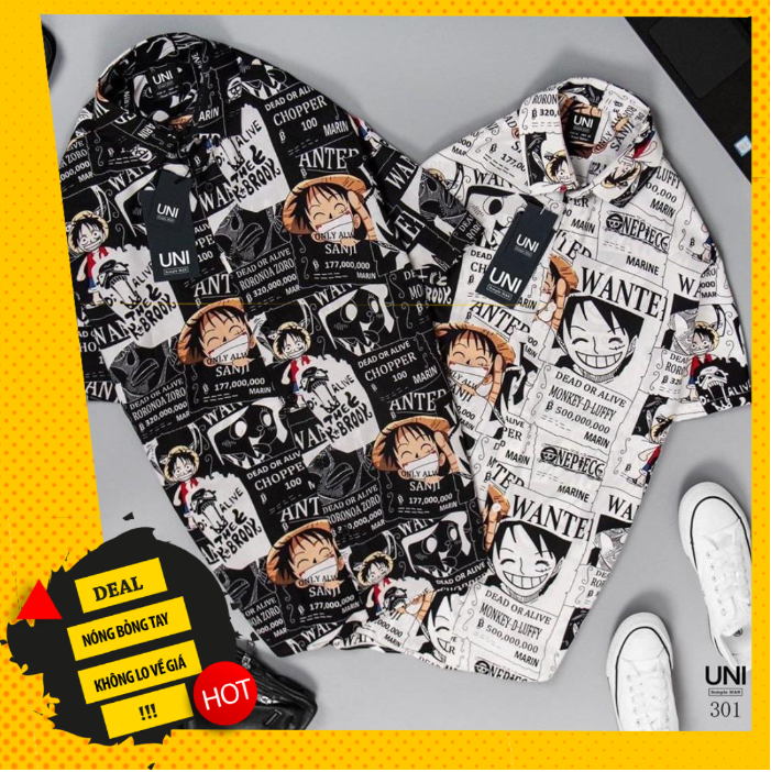 Áo sơ mi in hình Luffy One Piece vải lụa mịn không nhăn, không xù lông, hàng cao cấp - Có video sản phẩm
