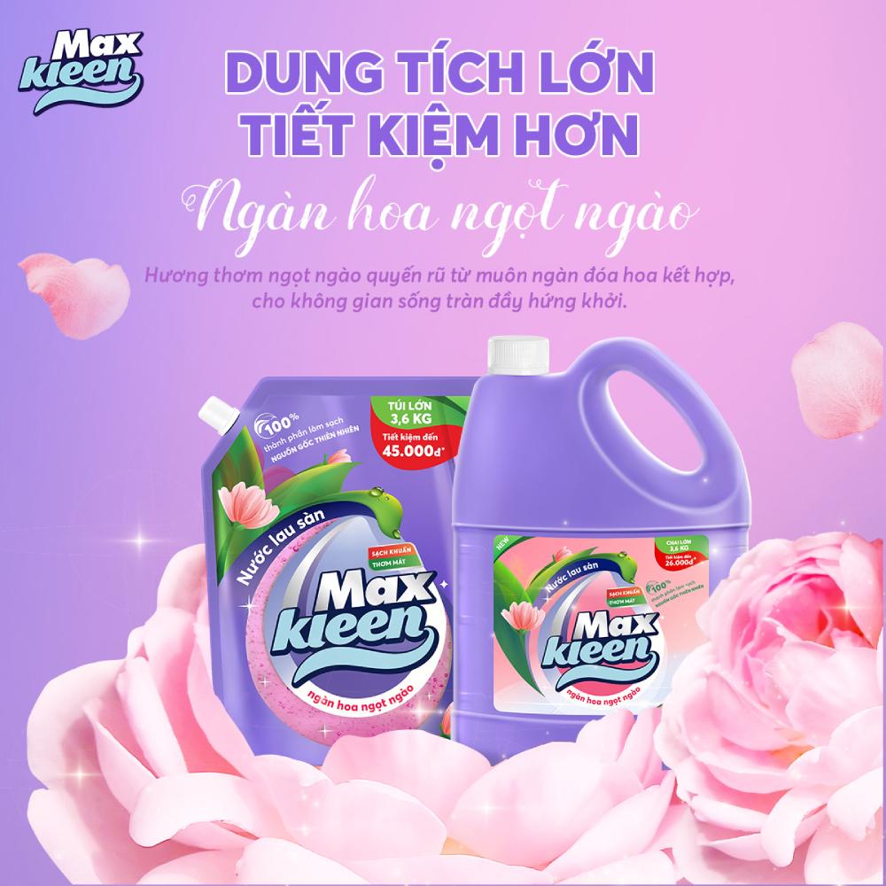 Combo túi viên giặt xả MaxKleen hương huyền diệu + Túi nước lau sàn 3.6kg + Khăn lau bề mặt
