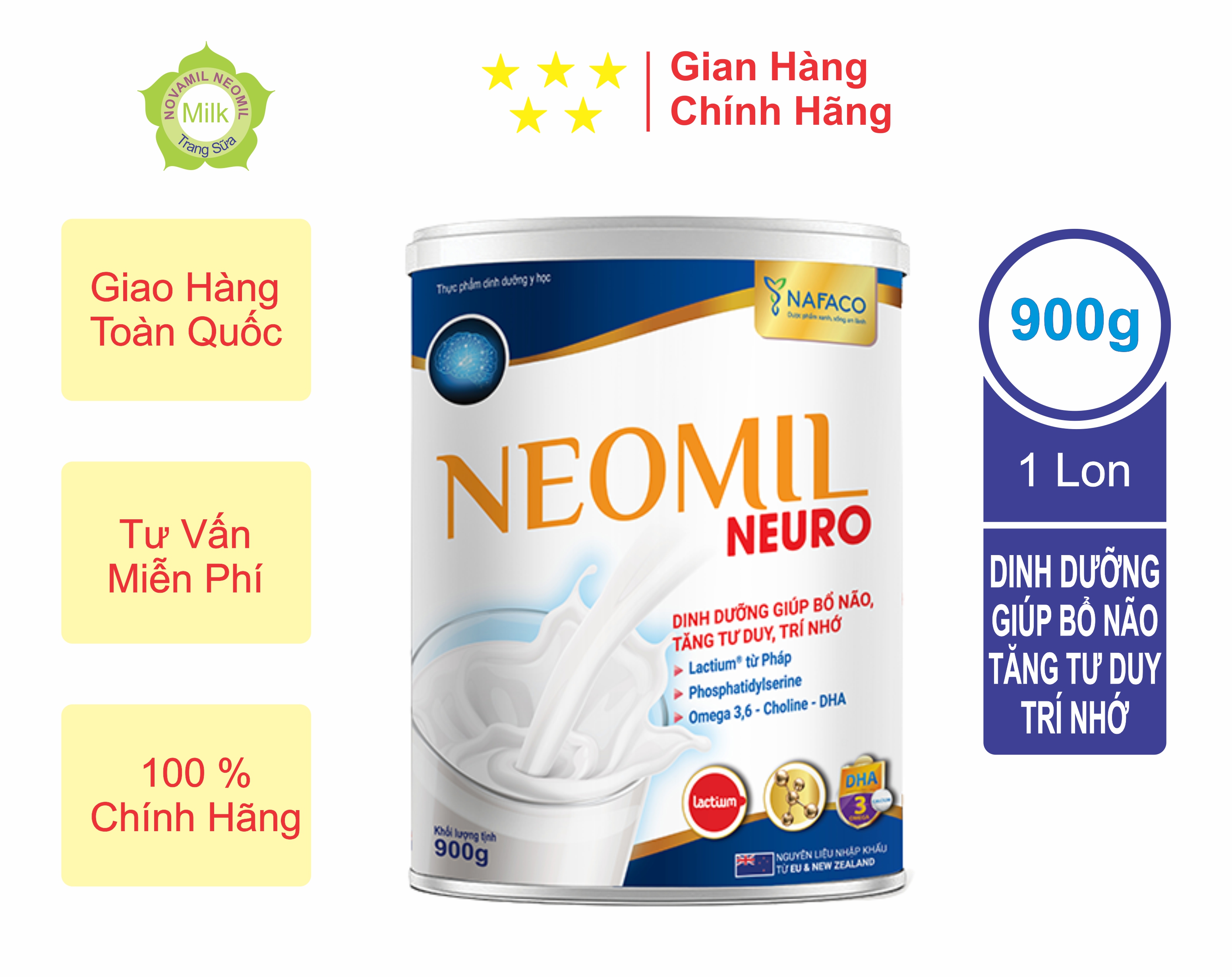 Sữa bột Neomil neuro_Giá rẻ 900g - Dinh dưỡng giúp bổ não