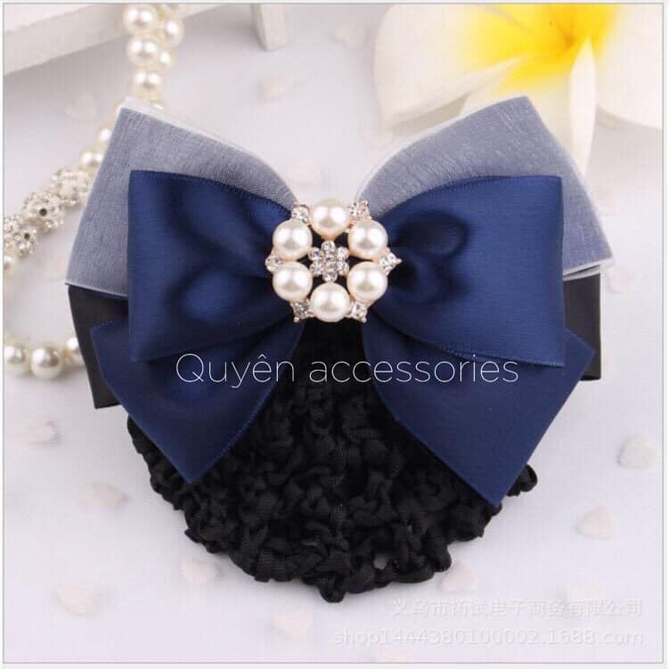 Quà tặng đối tác/ handmade/ kẹp búi tóc công sở/ kẹp nơ lụa đính đá
