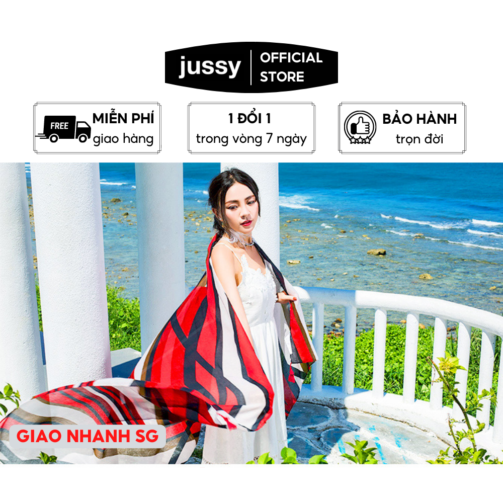 Khăn Choàng Đi Biển Jussy Official Kiểu Khăn Voan Choàng Cổ Nữ Che Nắng Nhiều Mẩu Mới Hot Trend Hàng Đẹp Size 90x110cm