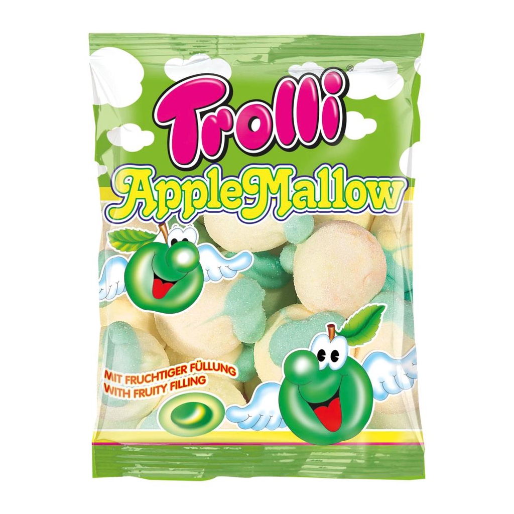 Kẹo Xốp Marshmallow Táo, Apple Mallow, with Fruity Filling 150g