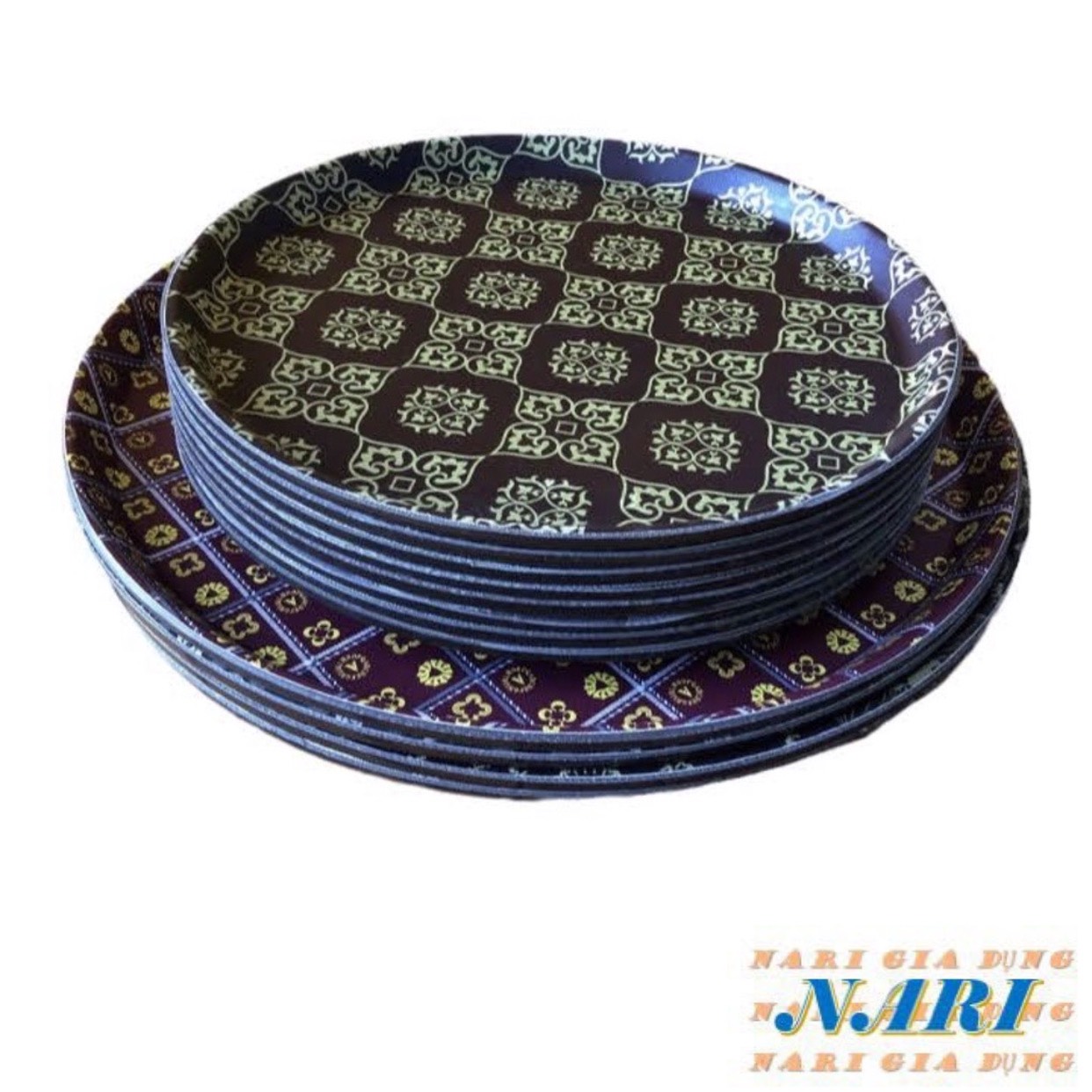 Khay Nhựa phục vụ HOA VĂN cao cấp đủ size-Khay bê đồ chống trượt hoa văn.Phục vụ nhà hàng,quán ăn bưng cafe,đồ uống-NARI