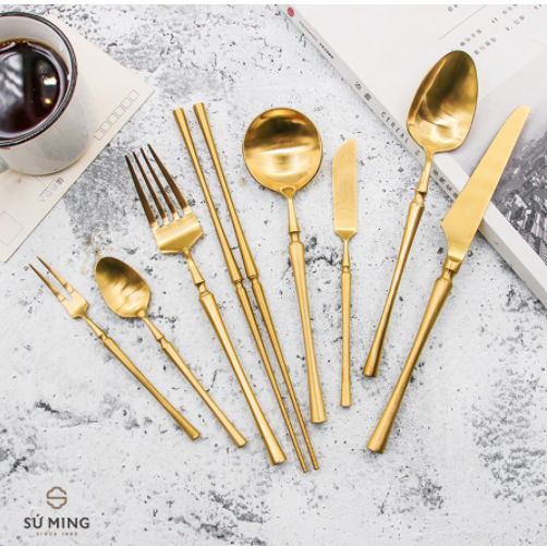 [LẺ] Dao Thìa Dĩa Khấc [INOX 304] [VÀNG SẦN] Mạ Vàng Cao Cấp