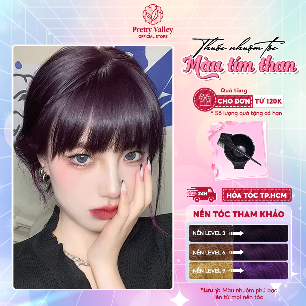 Thuốc nhuộm tóc, thuốc nhuộm màu TÍM THAN Molokai siêu dưỡng - Pretty Valley Hair