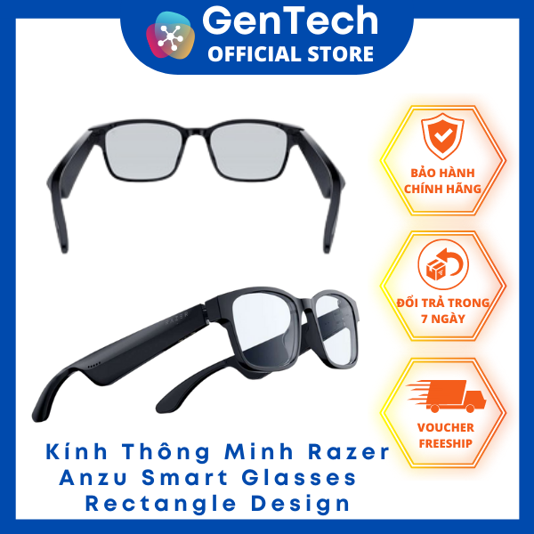 Kính Thông Minh Razer Anzu Smart Glasses - Rectangle Design - Blue Light and Sunglass Lens Bundle