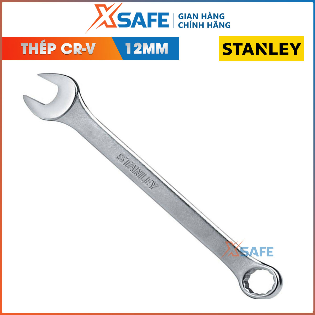 Cờ lê vòng miệng SL STANLEY STMT79107-8B 12mm Cờ lê vòng miệng Stanley 1 đầu hở 1 đầu tròn hạn chết làm biến dạng đai ốc, làm bằng thép CR-V cứng và không gỉ sét, tay cầm vừa vặn, chống trơn trượt