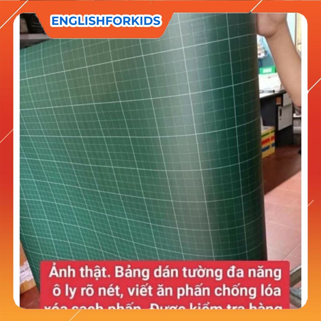 Bảng decal dán tường kẻ ô ly tiểu học viết phấn kích thước từ 60 cm đến 5m