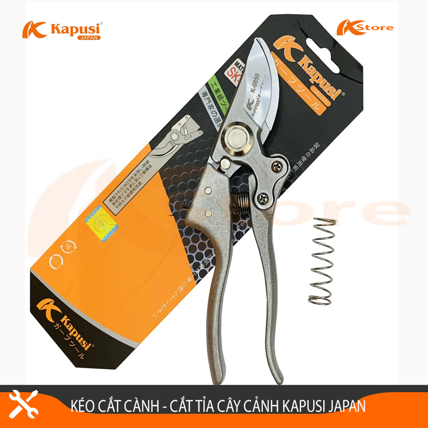 Kéo Cắt Cành Cao Cấp Kapusi Japan K-8618, Kéo Tỉa Cây Cảnh Nhật Bản, Chiều Dài Kéo 200mm