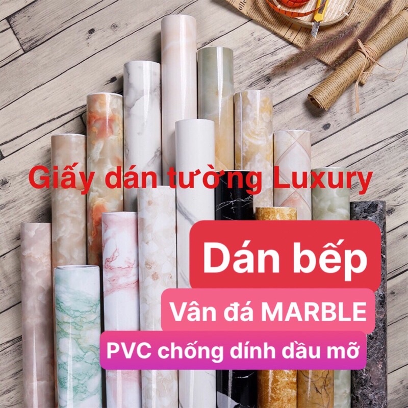 Giấy dán tường 5Mx60CM Giấy dán bếp vân đá MARBLE Giấy dán tường bếp chịu nhiệt chống dầu mỡ chống nước TRÁNG-NHÔM