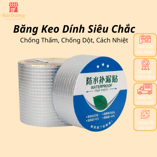 Băng keo chống thấm nước, chống dột siêu dính đa năng dài 5m rộng 5cm.
