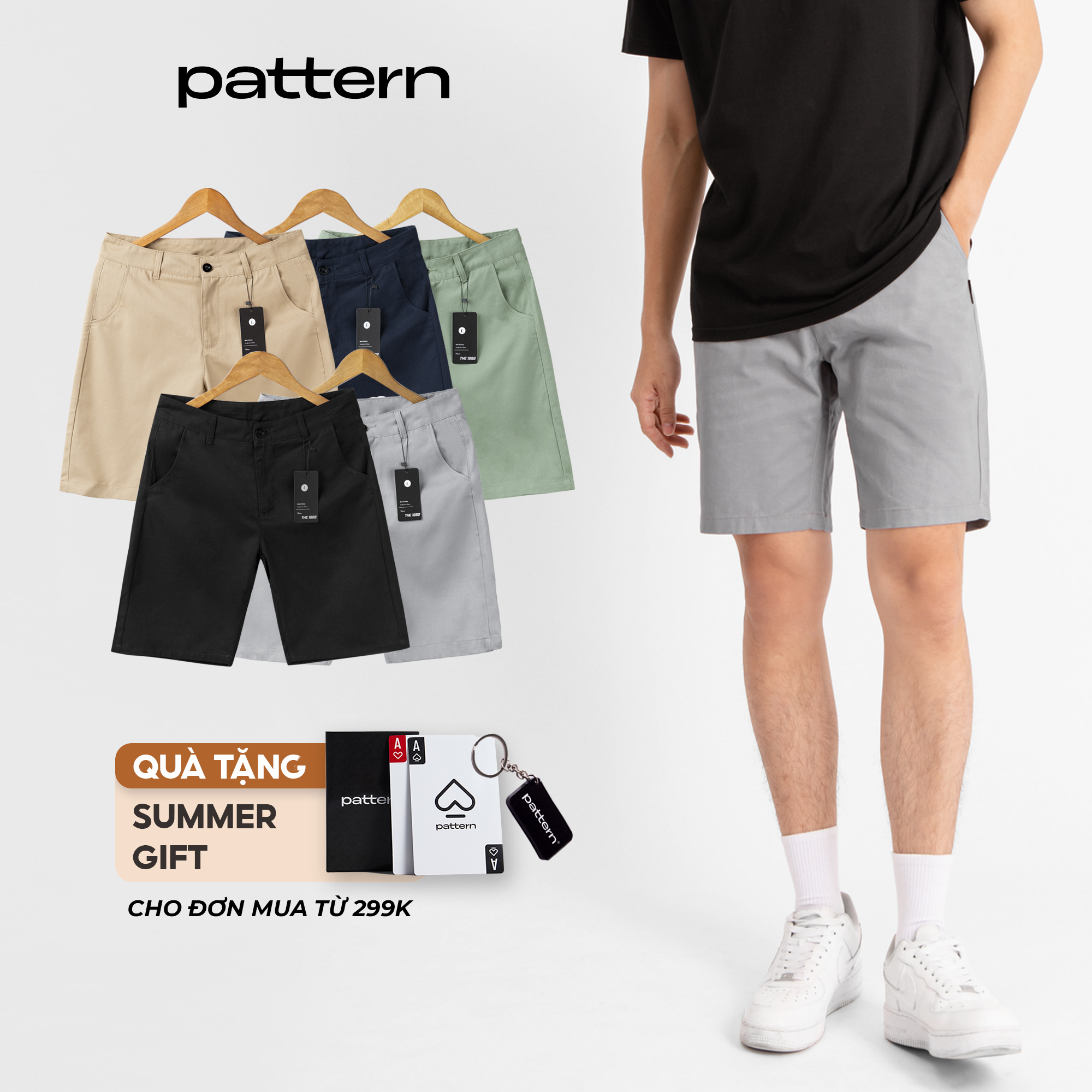 Quần short kaki THE 1992 Đùi thể thao nam 5 màu trơn