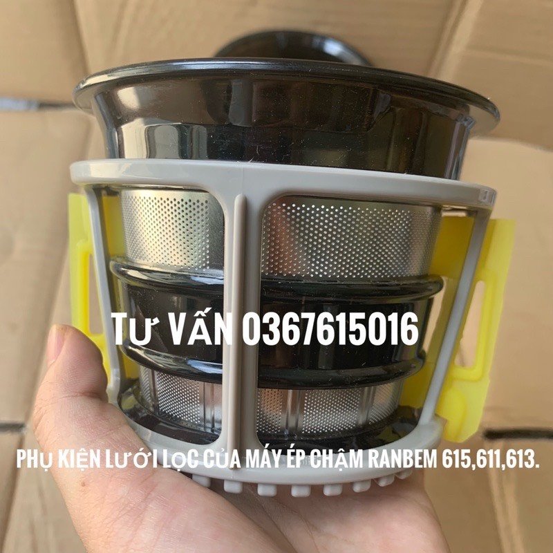Phụ kiện lưới lọc inox máy ép hoa quả chậm ranbem 611, 613, 615