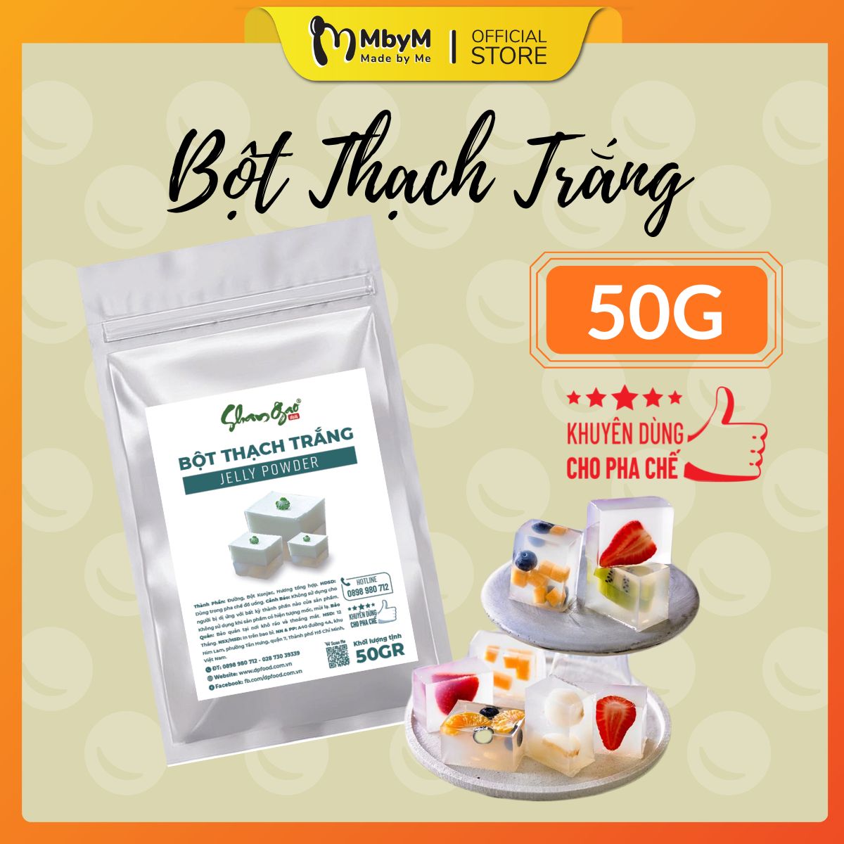 Bột thạch jelly trắng shangao dẻo, dai, giòn, ngọt, thơm ngon