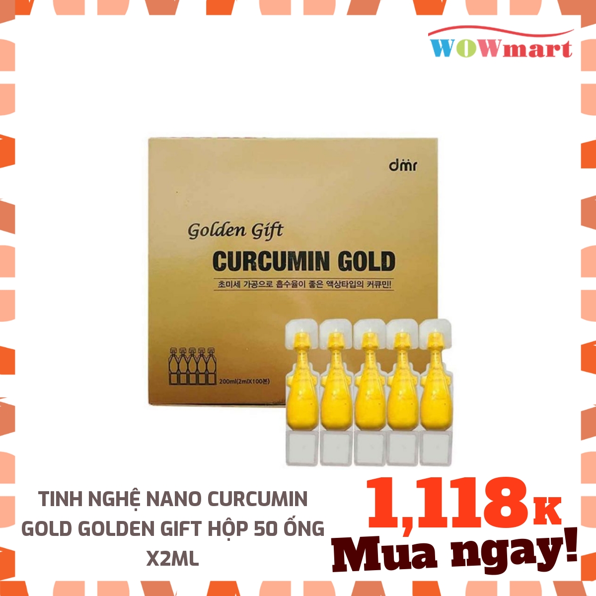 [HCM]Tinh bột nghệ Nano Curcumin Gold Golden Gift hộp 50 ống x2ml