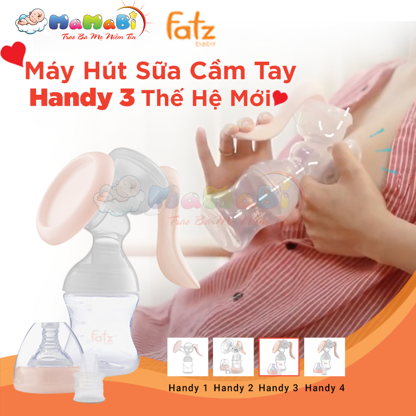Máy hút sữa, máy hút sữa cầm tay Fatzbaby Handy 3 MAMABI (Hàng chính hãng)-Máy vắt sữa có điều chỉnh lực,máy êm có thể ngả lưng khi hút, chính hãng,giá tốt-Tặng túi trữ sữa, van thay thế
