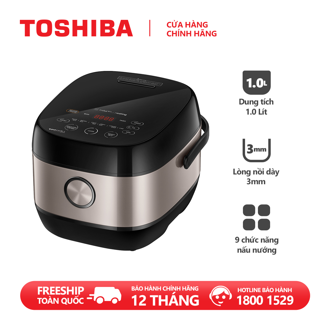 Nồi cơm cao tần Toshiba RC-10IX1PV - 1.0L - Lòng nồi dày 3mm, chống dính - Hàng chính hãng, bảo hành 12 tháng, chất lượng Nhật Bản