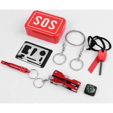 Hộp SOS Dụng Cụ Sinh Tồn 7 Món- Hộp Chống Nước Thích Hộp Cấm trai - Thử Thách Sinh Tồn